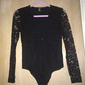 Black Lace up bodysuit